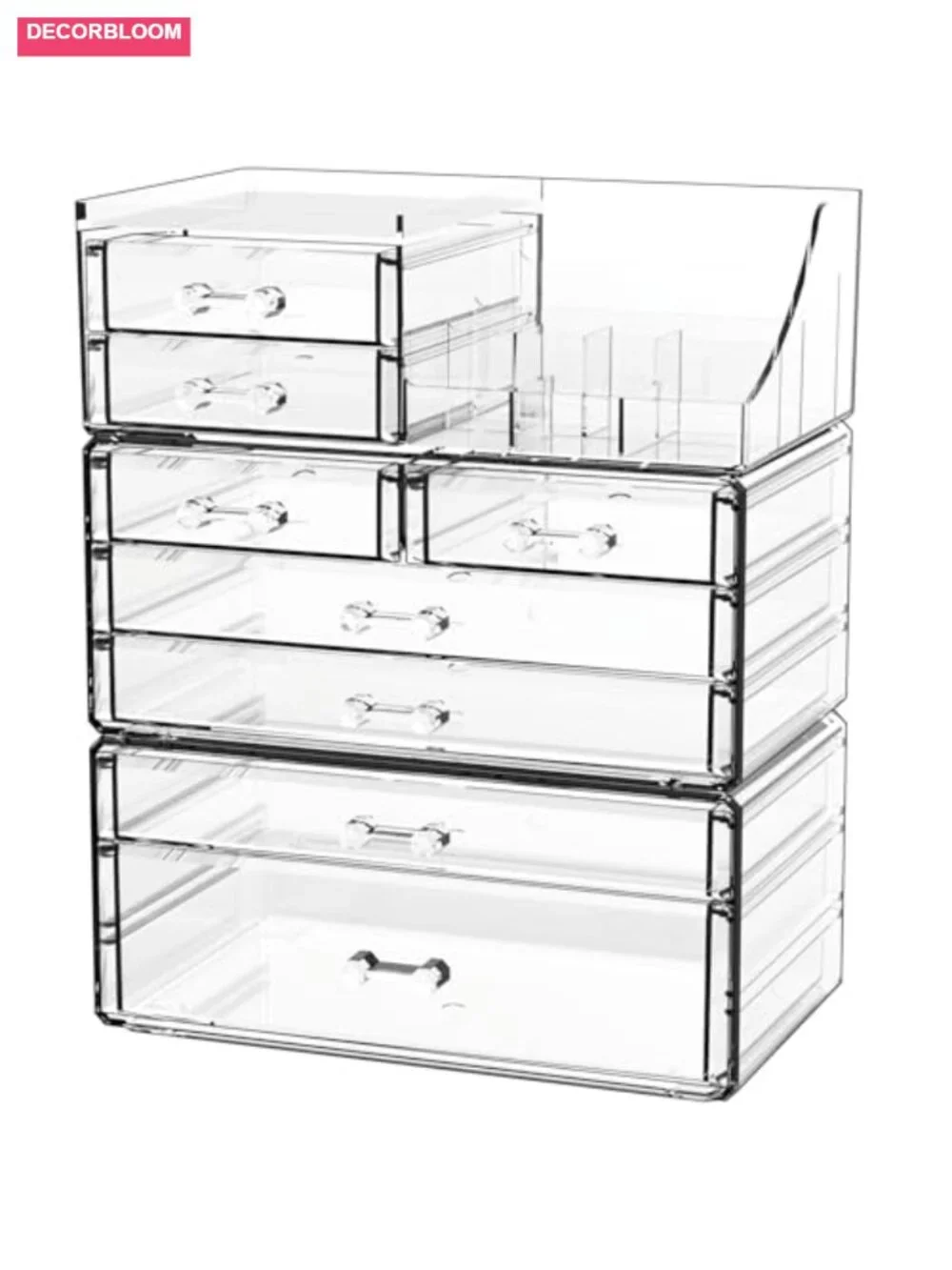 8-Drawer Acrylic Makeup Organizer with Stackable Storage for Vanity Desk